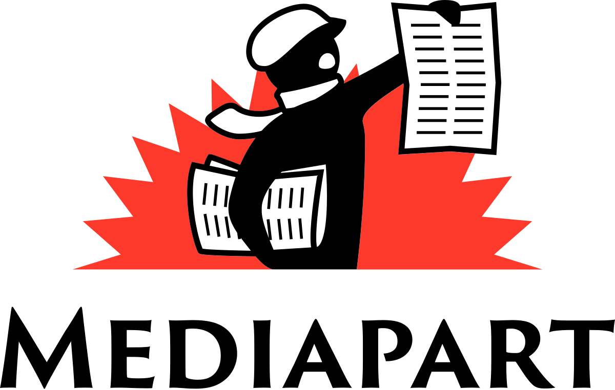 Logo de Mediapart, représentant un crieur public qui distribue des journaux