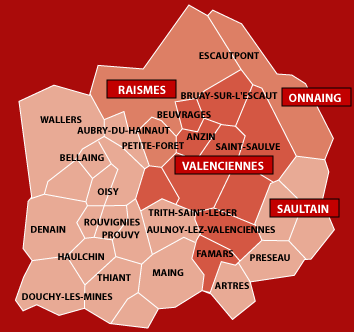 Plan de l'agglomération de valenciennes