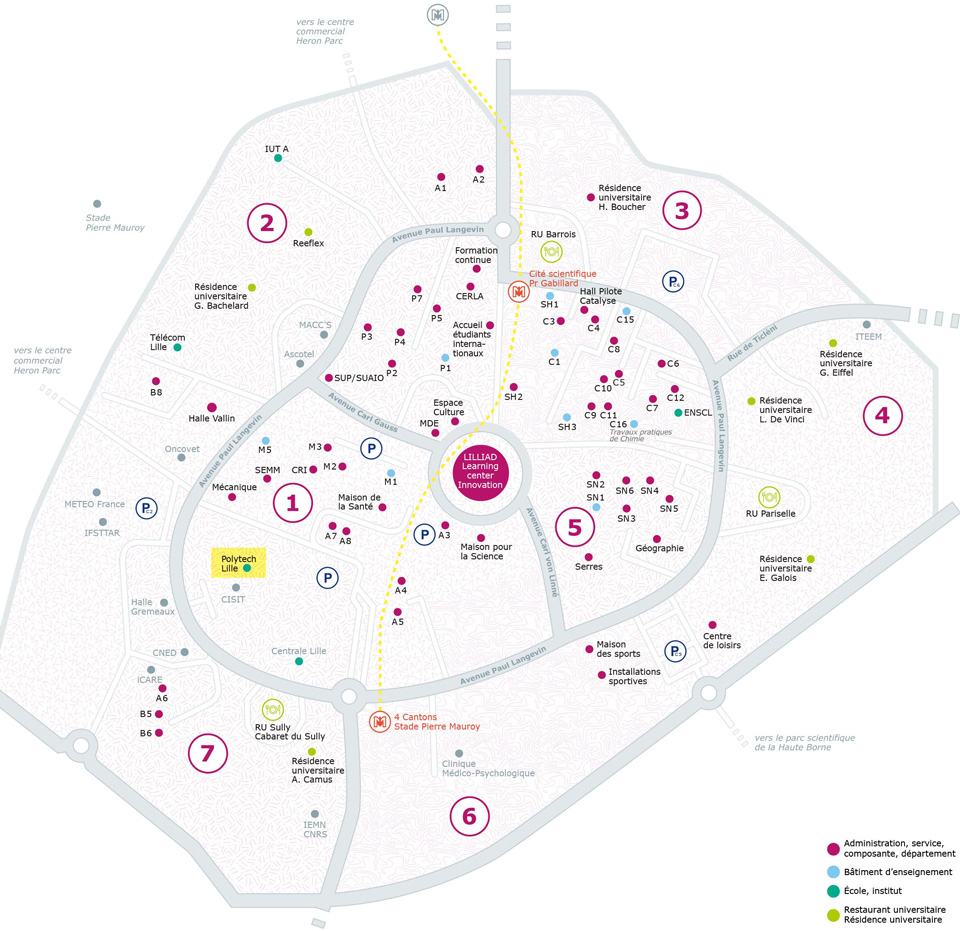 Cliquer sur la carte pour zoomer | Plan d'accès de Polytech Lille 