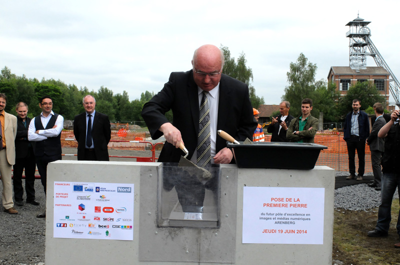 Arenberg, creative mine - Pose de première pierre au futur pôle d'excellence en images et médias numériques