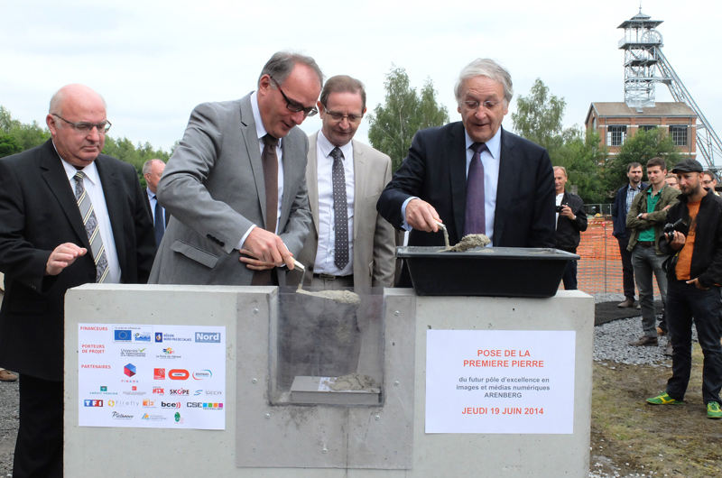 Arenberg, creative mine - Pose de première pierre au futur pôle d'excellence en images et médias numériques