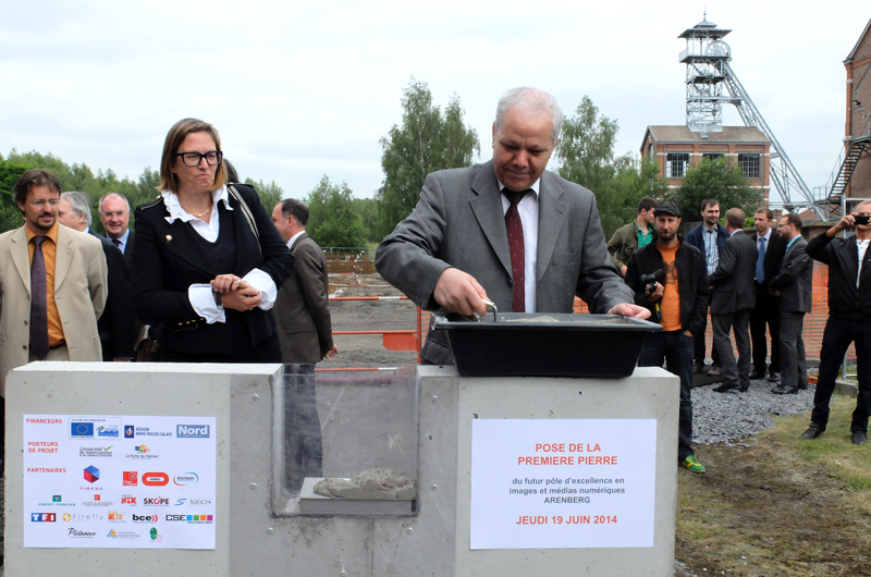 Arenberg, creative mine - Pose de première pierre au futur pôle d'excellence en images et médias numériques