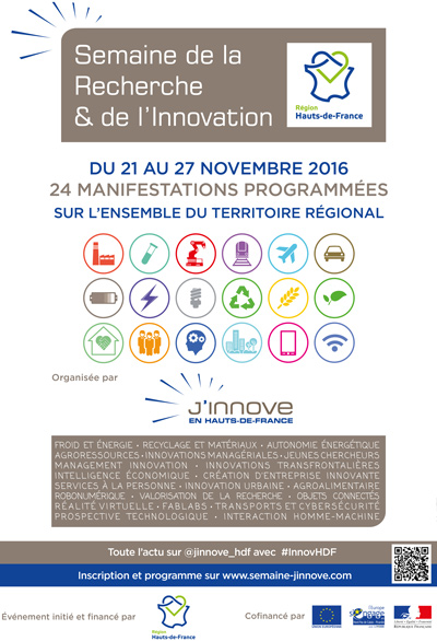 [Développement économique] 1ère Semaine de la Recherche et de l'Innovation des Hauts-de-France - Pendant une semaine, 24 manifestations seront organisées dans 16 villes de la région