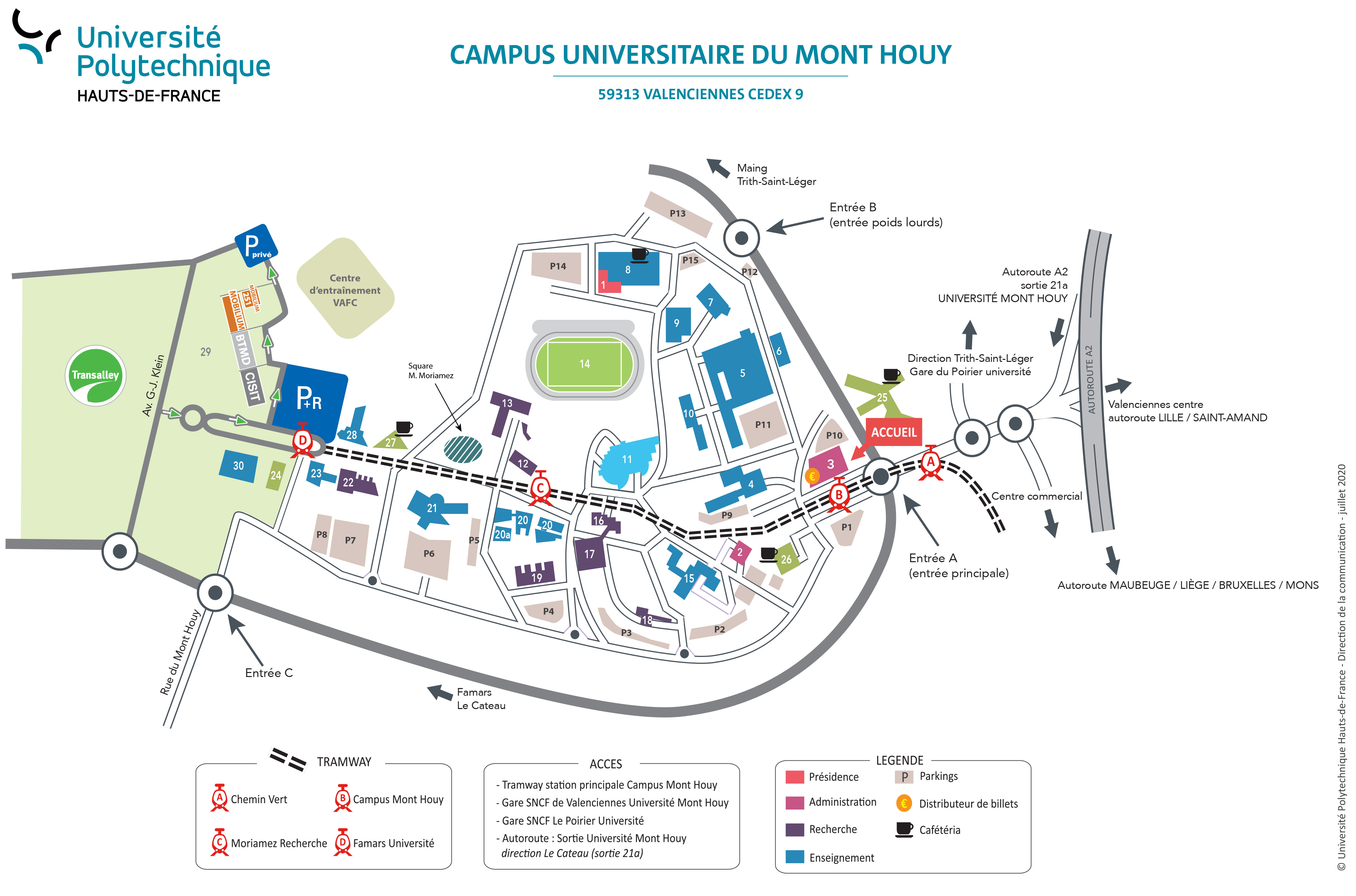 Cliquer sur le plan du Campus du Mont Houy pour, zoomer, télécharger en PDF...