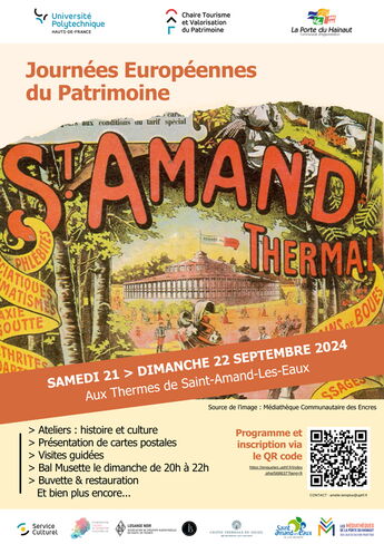 Affiche - Journées Européennes du Patrimoine - SAMEDI 21 > DIMANCHE 22 SEPTEMBRE 2024 Aux Thermes de Saint-Amand-Les-Eaux