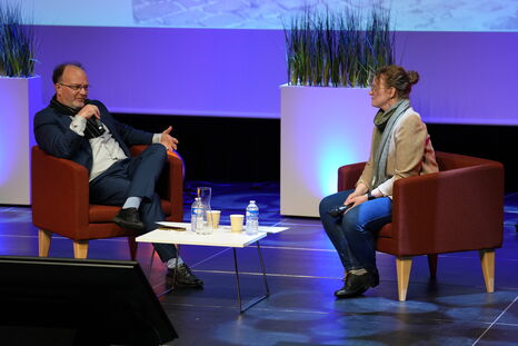 Arnaud Huftier et Marie Lefebvre sur la scène de l'Intermède