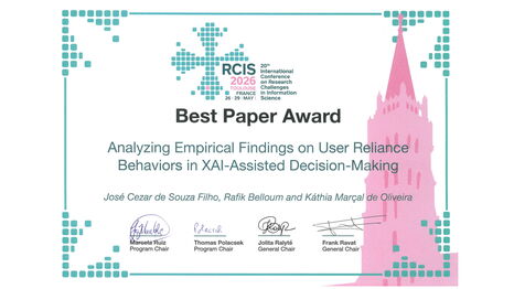 Best paper award de José Cezar de Souza Filho, doctorant au LAMIH
