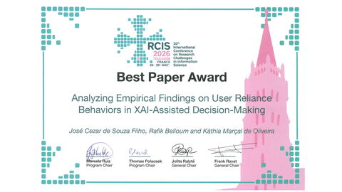 Best paper award de José Cezar de Souza Filho, doctorant au LAMIH