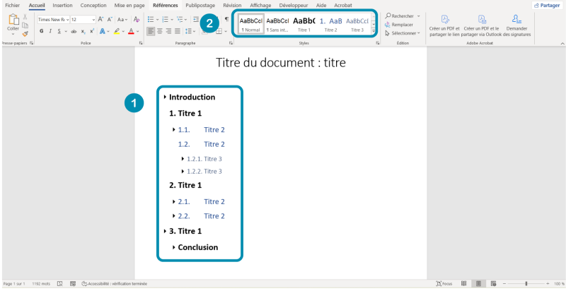 Vérification de la structure du document