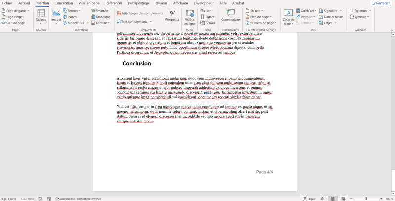Page du document Word bien numérotée. Page du document Word bien numérotée.