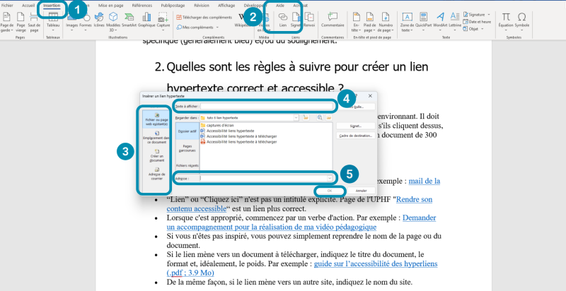 Insértion d'un hyperlien personnalisé Insértion d'un hyperlien personnalisé