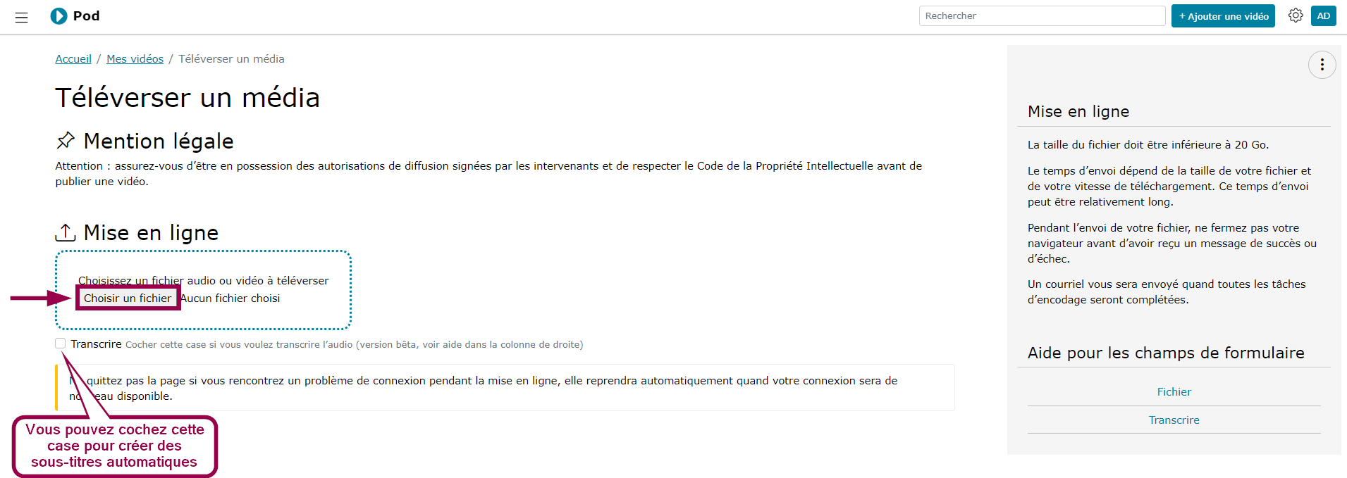 Déposer une vidéo [Espace de Documentation]